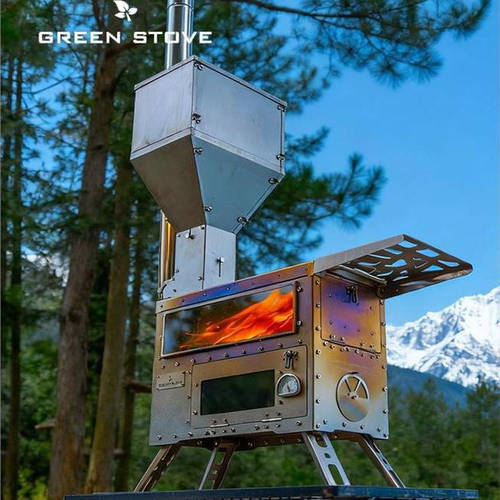 绿炉Greenstove Hori5 Ti钛制横炉户外颗粒柴火炉帐篷内炉取暖炉
