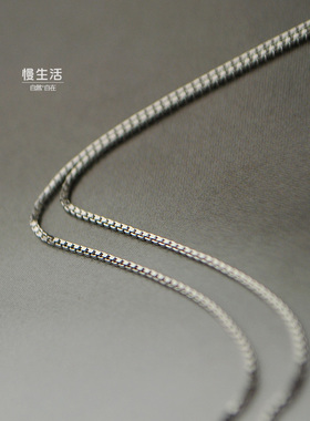 慢生活925纯银项链女盒子链短款