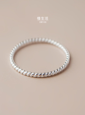 慢生活925纯银戒指女编织麻花