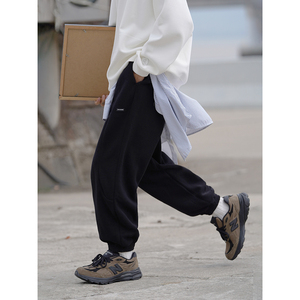 束脚卫裤男春季新款日系潮牌宽松长裤休闲灰色运动裤潮流针织裤子