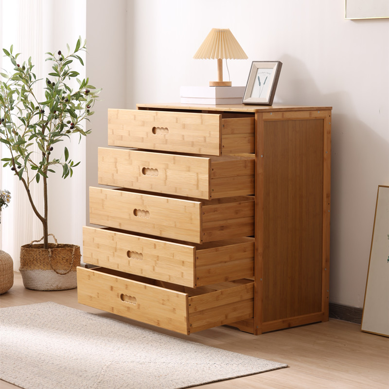 君意竹五斗柜床头柜收纳柜抽屉式