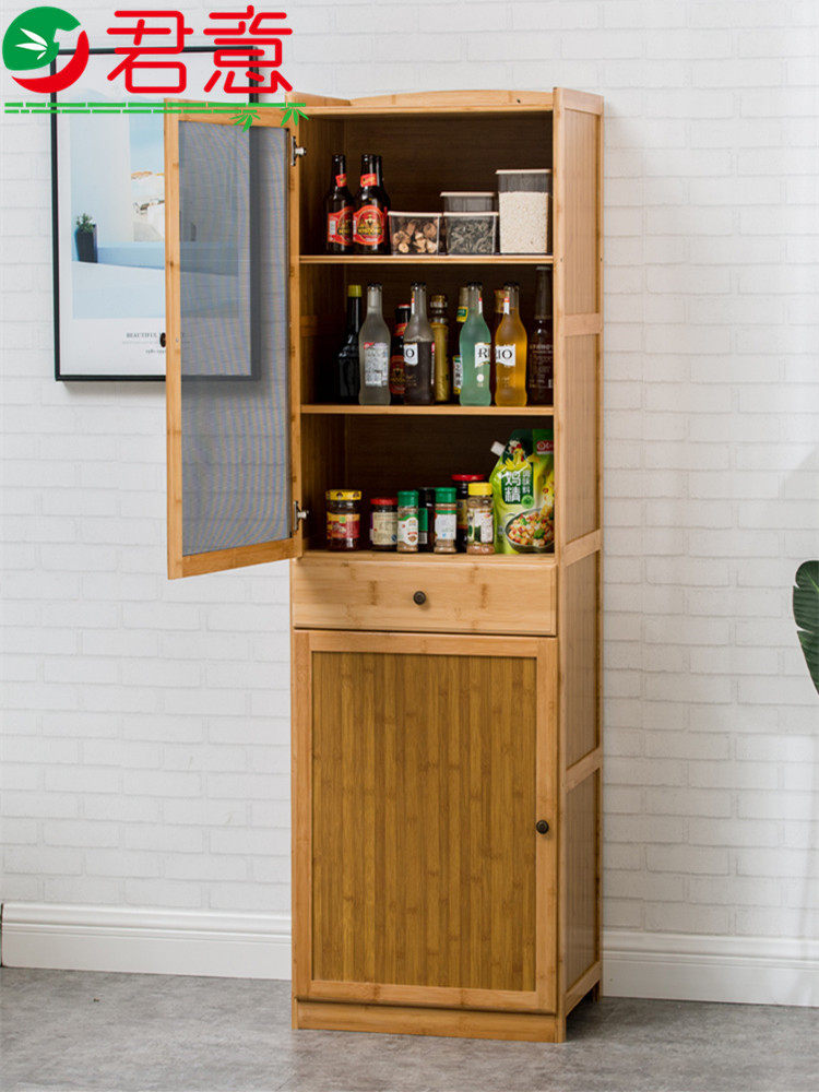 楠竹碗柜家用厨房置物架经济型简易收纳柜出租房多功能长50菜橱柜