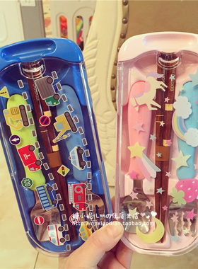 日本爱迪生妈妈宝宝儿童训练不锈钢勺子叉子筷子便携餐具组收纳盒