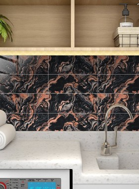 黑色黄土流水仿大理石瓷砖贴地板楼梯浴室厨房遮丑装饰墙贴纸自粘