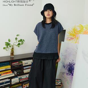 宽松舒适搭配感花边阔腿纯棉九分裤 摇摆花边 HIGHLIGHT加分24aw