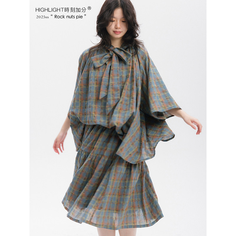 HIGHLIGHT加分25ss 庄周梦蝶 多用绑带蝴蝶结色织纯棉防晒服衬衫