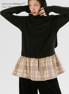 HIGHLIGHT加分25AW 格纹游戏 摇粒绒拼接羊毛格纹时髦混搭背心裙