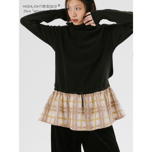 HIGHLIGHT加分25AW 格纹游戏 摇粒绒拼接羊毛格纹时髦混搭背心裙