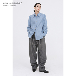 HIGHLIGHT加分22aw时髦日常 宽松加绒保暖时髦廓形通勤西装裤长裤
