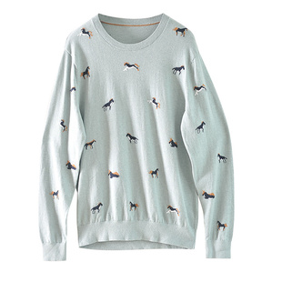 和前秀秋冬单穿打底羊绒棉针织毛衣满身图案 圆领套头长袖男装B6