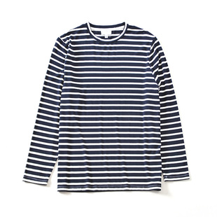 套头休闲男装 E11和前秀春夏内搭单穿柔软纯棉T恤经典 条纹圆领长袖