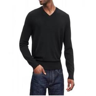 D4和前秀保暖羊绒针织衫毛衣百搭单品经典V领长袖套头男装打底衫