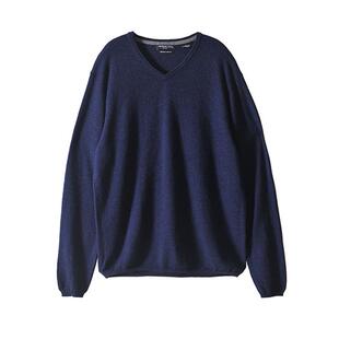 B7和前秀12针美利奴羊毛针织衫毛衣单穿打底V领套头长袖男羊绒衫