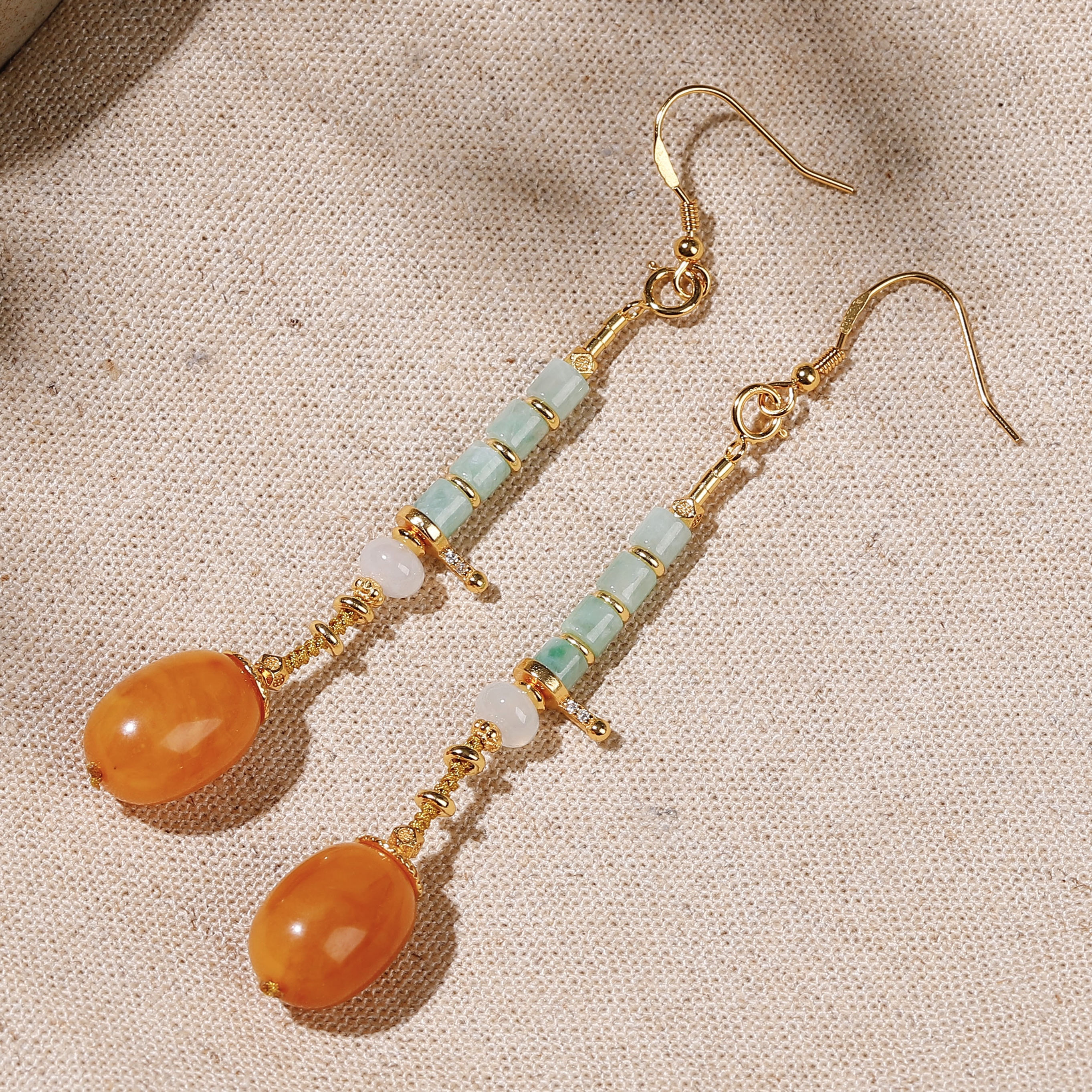 新中式天然蜜蜡耳环耳坠新年礼物