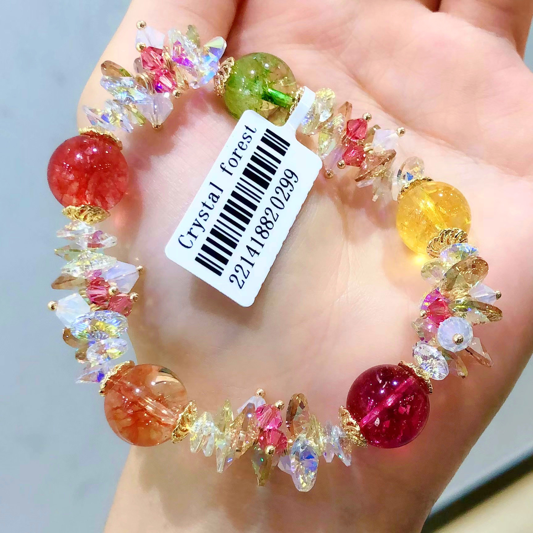 波西米亚天然宝石爆发晶手链超闪施家奥地利水晶手镯轻奢生日礼物