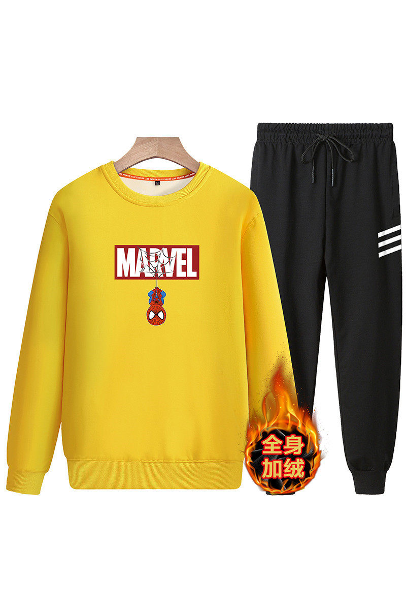 纯棉2020冬新款班服潮款圆领套装加绒加厚A163-5507-P90,男装卫衣,星座211-1