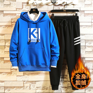 冬季纯棉加绒加厚保暖外套男孩运动服休闲套装A163-MJ7728图片