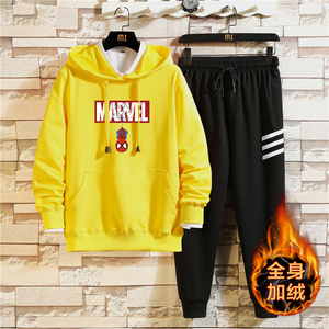 纯棉2020男套装冬加绒加厚青少年连帽卫衣韩版A163-MJ7707-P95图片