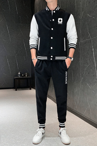 棒球服男冬羊羔绒班服卫衣外套休闲运动套装A163-532-P110图片