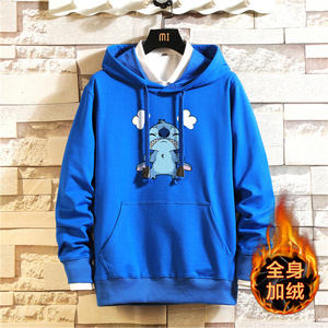 2020冬款加绒加厚男士宽松连帽潮流印花卫衣A163-J7858-P55图片