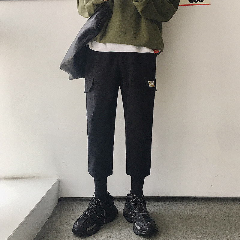 2021秋冬新款毛呢假两件裤子加厚束脚裤A163-1815,男装休闲裤,星座211-1