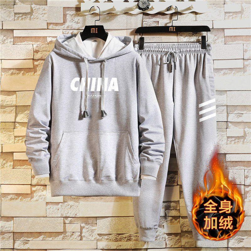 纯棉2020套装冬加绒加厚卫衣韩版休闲运动青少年A163-MJ7702-P95,男装卫衣,星座211-1