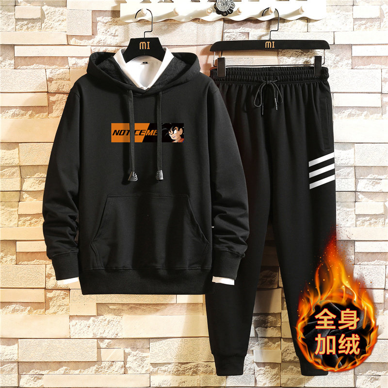 纯棉2020男套装冬加绒加厚青少年连帽卫衣韩版A163-MJ7701-P95图片