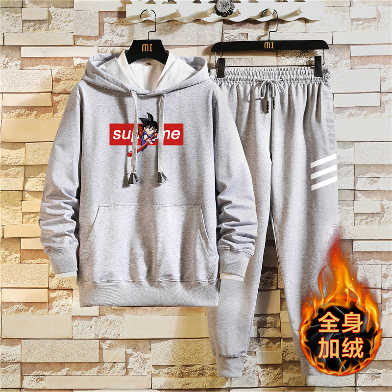 纯棉套装男冬加绒加厚卫衣韩版休闲运动A163-MJ7719-P95图片
