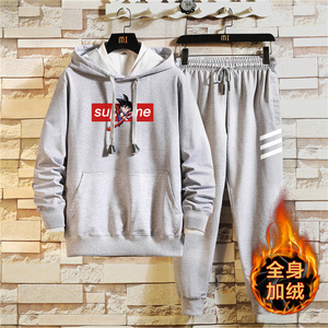 纯棉套装男冬加绒加厚卫衣韩版休闲运动A163-MJ7719-P95图片