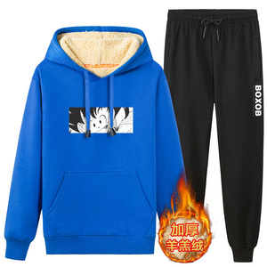 冬季纯棉加绒加厚保暖外套男孩运动服休闲套装A163-YG1183-P95图片