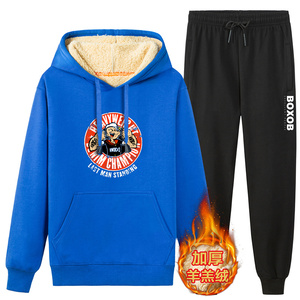卫衣男连帽运动休闲装冬季加绒加厚衣服两件套装A163-YG1162-P95图片