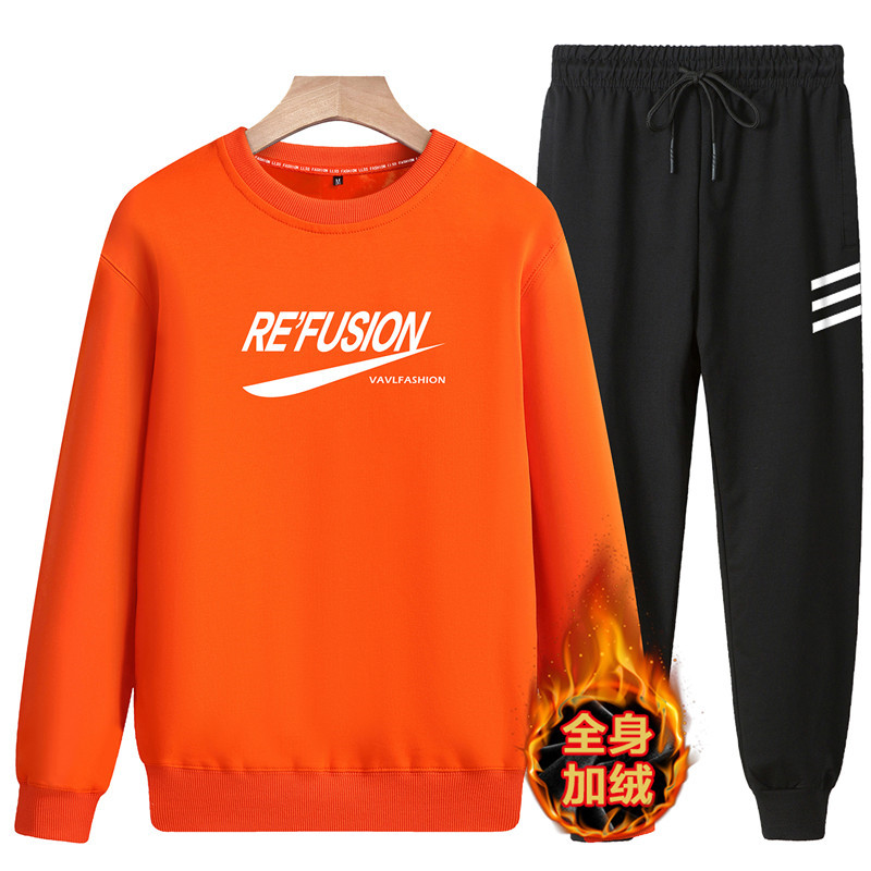 2020冬季新款加绒男卫衣休闲宽松青少年圆领两件套A163-5503-P90,男装卫衣,星座211-1