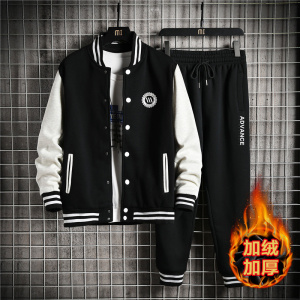 2020冬季新款潮流男棒球服日系宽松撞色休闲套装A163-QQ8620-P95图片