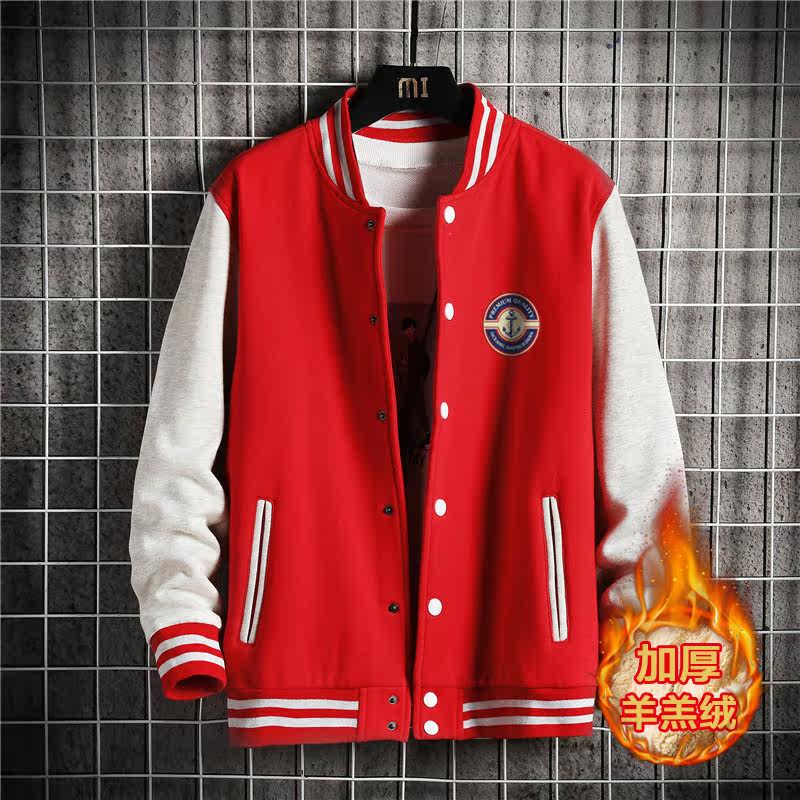 冬季卫衣棒球服男潮牌i港风外套韩版加绒加厚A163-BP387-P65图片