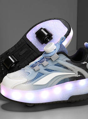 Children girls roller skating shining shoes with wheels boys