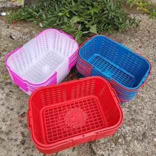 采摘水果篮子塑料篮带盖手提草莓杨梅筐桃子蓝金桔篮葡萄龙眼篮框