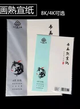 书画生宣/熟宣/半生半熟纸8k/4K袋装书法国画绘画书法入门宣纸