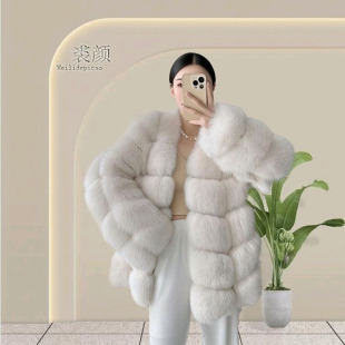 2025秋新款冬进口整皮狐狸毛皮草外套女中长款韩版修身时尚大衣潮