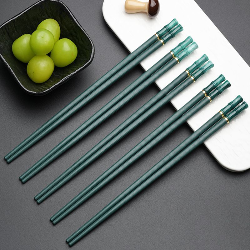 中式仿玉石竹节筷子家用防滑防霉无漆无蜡酒店商用合金筷子国潮风