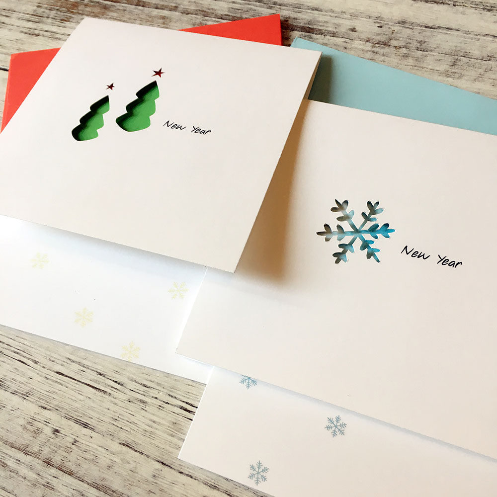 2021雪花和圣诞树 春节贺卡牛年贺卡 商务贺高档贺卡贺卡印logo