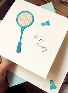 羽毛球卡（手工贺卡生日贺卡定制贺卡高档贺卡祝福贺卡）TYZ6