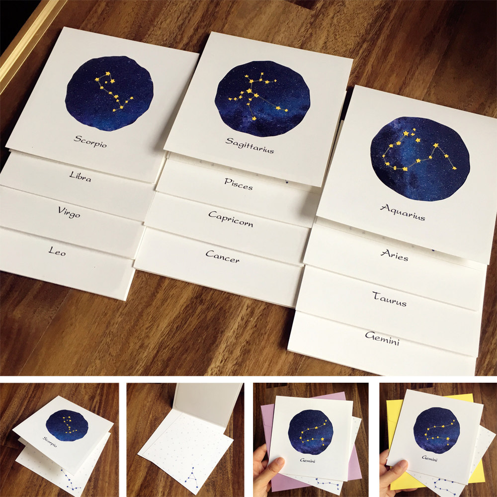 十二星座手工贺卡材料包diy创意贺卡生日贺卡祝福贺卡高档贺卡xz1