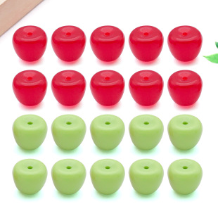 亚克力立体水果苹果散珠通孔珠手链手机链钥匙扣DIY饰品小配件