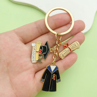 跨境合金博士帽毕业服装钥匙扣挂饰逢考必过学士毕业开学包包挂饰