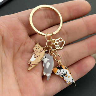 欧美跨境热销卡通宠物猫宠物爪子钥匙扣动物钥匙链纪念品挂饰礼物