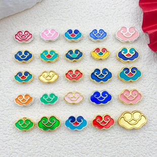 祥云双面景泰蓝滴油合金散珠 古风DIY饰品配件汉服流苏首饰配饰珠