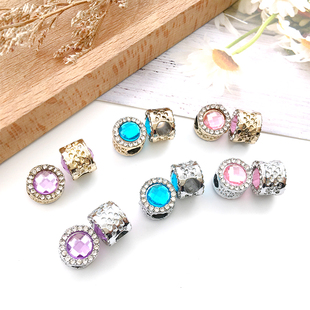 1个点钻大孔珠11x10mm孔5mmDIY配件散珠双面点钻 配蛇骨链转运珠