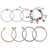 1条钢色手链欧美穿珠潘家风创意diy饰品配件手工材料串珠手镯