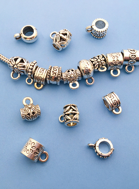 10个三通挂头弯管连接扣潘家风格4mm大孔配件 饰品配件材料包