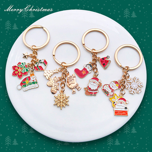可爱圣诞节金属钥匙扣 创意圣诞老人装饰小挂件卡通钥匙链小礼品